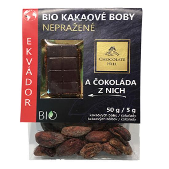 BIO Kakaové boby nepražené + čokoládka Ekvádor 55g 55g