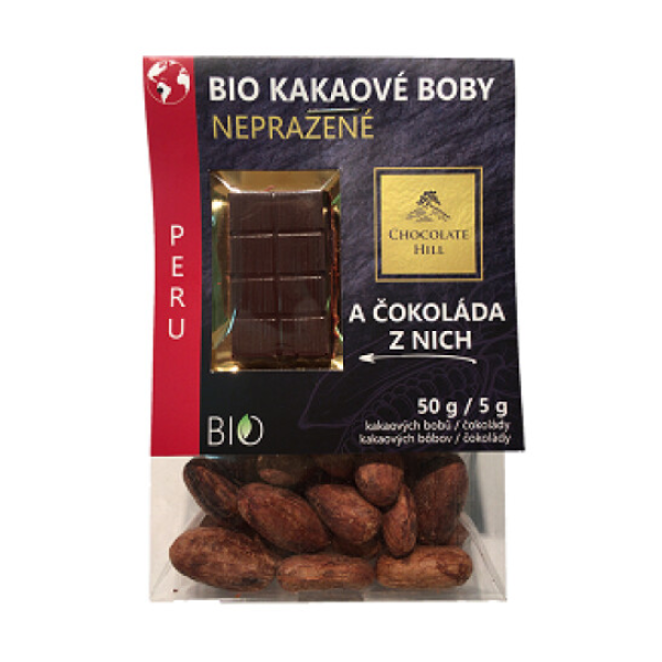 BIO Kakaové boby nepražené + čokoládka Peru 55g 55g