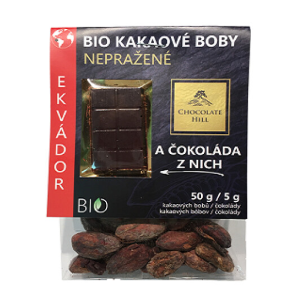 BIO Kakaové boby nepražené + čokoládka Ekvádor 55g 55g