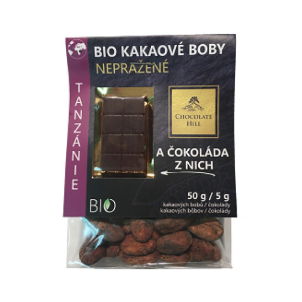 BIO Kakaové boby nepražené + čokoládka Tanzanie 55g 55g
