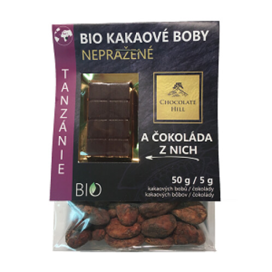 BIO Kakaové boby nepražené + čokoládka Tanzanie 55g 55g