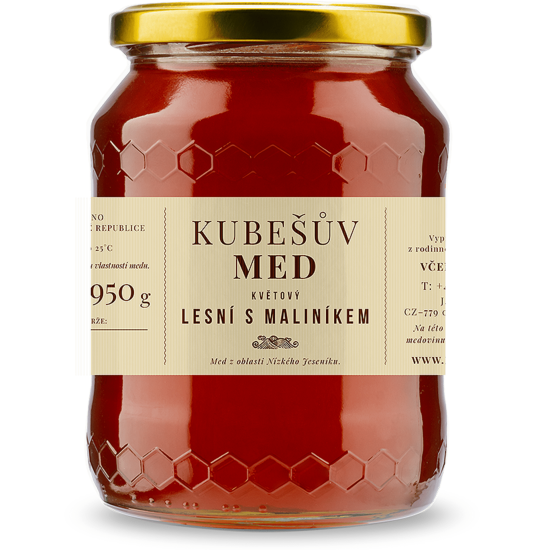 Kubešův med Med květový lesní s maliníkem 480 g